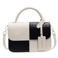 Classic black and white colorblock handbag with gold hardware and top handle - Black