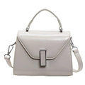 Cream white rectangular crossbody bag with silver buckle and detachable shoulder strap - Off-white