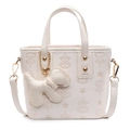 Sac seau blanc crème avec gaufrage d'étoiles dorées et breloque chiot élégante - Sans Pendentif / Blanc Cassé