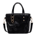 Sac seau noir gaufré avec chaîne dorée et breloque chien mignonne pour femme - Noir