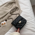 Classic black quilted crossbody bag with gold chain strap and turn-lock closure - Black Large