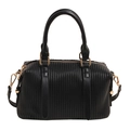 Classic black pleated Boston bag with gold-tone hardware and top handles - Black