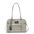 Sac à bandoulière vintage blanc crème avec double poignées et décor d'ours en peluche - Avec Pendentif / Vert