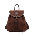 Minimalistischer dunkelbrauner Wildleder-Rucksack mit Lederbesatz und Vintage-Haken - Kaffeebraun