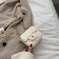 Chic beige quilted small crossbody bag with gold chain strap and turn-lock closure - White Small