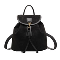 Minimalistischer schwarzer Rucksack in matter Optik mit goldenem Metallverschluss - Schwarz