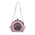 Pink shell shaped crossbody bag featuring a vintage elephant relief and chain strap - Purple