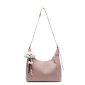 Roze hobo tas van litchi leer met verstelbare kettingriem en wolk hanger - Zonder Hanger / Roze