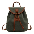 Zaino retrò in pelle scamosciata verde scuro con finiture in pelle marrone e fibbie - Verde
