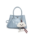 Borsa a secchiello in pelle verniciata azzurra con ciondolo a nuvola e manico superiore - Con Ciondolo / Blu