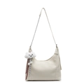 Chique gebroken witte leren hobo-tas met kettingriem en een schattige wolkenhanger - Zonder Hanger / Broken Wit