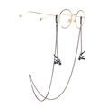 Fashionable gold round frame glasses with black motorcycle pendant chain necklace - Black Motorcycle Pendant Style