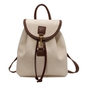 Zaino moda bianco crema con finiture in pelle marrone e chiusura a gancio dorato - Bianco