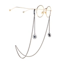 Fashionable black eyewear chain with star charms on vintage gold round frame glasses - Black Snowflake Star Chain Set (GL981)