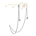 Round gold frame glasses with black metal chain and cute black rabbit LOVE charms - Black Cute Rabbit Pendant Style (GL980)