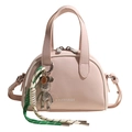 Roze retro handtas van imitatieleer met beertje hanger en gevlochten koord - Roze Met Hanger