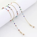 Colorful crystal bead eyeglass chain in gold finish with silicone loops and lobster clasps - Colorful Beaded Gold Chain