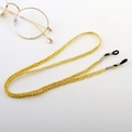 Cordino per occhiali intrecciato giallo brillante con anelli in silicone regolabili - Giallo