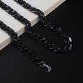Detail of black and white marble pattern acrylic eyeglass chain with silicone loops - Black and White Marble (1)