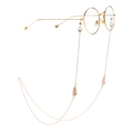 Minimalist gold round glasses with elegant shell leaf pendant eyewear chain - Gold