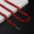 Detail of red and black marble pattern acrylic eyeglass chain with rubber loops - Red and Black Marble (4)