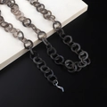 Close-up of grey translucent acrylic chain links with non-slip silicone eyewear loops - Transparent Dark Grey Style (5)