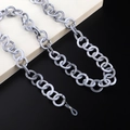 Macro view of marble pattern acrylic glasses chain with adjustable silicone loops - Black and White Marble Style (6)