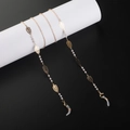 Elegante catenella per occhiali dorata con ciondoli a foglia e perle finte - Stile Perla Foglia Traforata / Oro