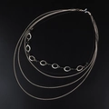 Elegant multi-layer eyewear chain with black crystal beads and golden metal finish - Black Gold Multilayer Style (GL963)