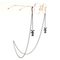 Chic black eyewear chain with gold windmill pendants and round gold frame glasses - Golden Glasses + Black Windmill Chain Set