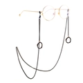 Chic black metal eyewear chain with irregular geometric rings and non-slip loops - Black