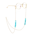 Fashionable gold chain eyewear retainer featuring natural turquoise beads and secure hooks - Gold