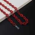 Macro detail of red acrylic eyeglass chain with silver lobster clasp and silicone loop - Red Solid Color Style (8)