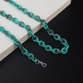 Detail of green marble acrylic eyeglass chain with silver metal clips and silicone loops - Turquoise Marble Pattern Style (9)