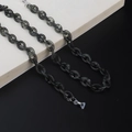 Detail of dark gray translucent acrylic eyewear chain with silicone loop connectors - Dark Grey Translucent Style (11)