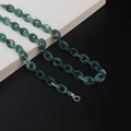 Detail of dark green acrylic eyewear chain with non-slip silicone loops and metal springs - Dark Green Style (12)
