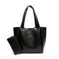 Conjunto de bolso tote negro moderno y cartera con diseño de cocodrilo en fondo blanco - Bolso Individual / Negro