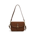 Bolso bandolera pequeño cuadrado de gamuza marrón oscuro mate con hebilla dorada - Marrón