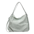 Mint green pleated PU leather tote bag with branded oval tag and slim shoulder strap - Green with Charm