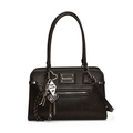 Minimalist oil wax leather shoulder bag in dark coffee with vintage metal zipper - Coffee With Charms
