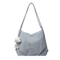 Minimalist light blue tote bag with unique crinkled texture and cloud charm - Blue with Pendant