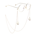 Golden chain eyewear set with round metal frames and teardrop rhinestone pendants - Gold Waterdrop Colorful Charm Style (GL808)