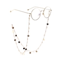 Gold round metal frame glasses with a stylish decorative dangling disc chain accessory - Round Disk Ring Metal Chain / Gold