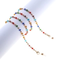 Catenella per occhiali in cristallo colorato con distanziatori dorati e gommini antiscivolo - Colorato