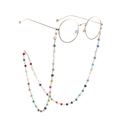 Golden round frame glasses with handmade colorful crystal beaded anti-slip eyewear chain - Multi-color Beaded Style (GL850)