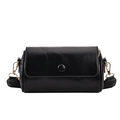 Borsa a tracolla cilindrica nera in ecopelle con patta magnetica e fibbie dorate eleganti - Nero