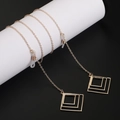 Golden multi-layer square pendant eyewear chain with non-slip rubber loop ends - Triple Nested Square Pendant (GL870) / Gold