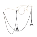 Fashionable black eyewear chain with Eiffel Tower pendant for round gold frame glasses - Black Eiffel Tower Pendant Style