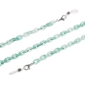 Detail view of light green and matte white acrylic eyeglass chain with secure silicone loops - Cyan