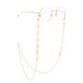 Elegant gold-tone eyewear chain featuring hollow heart links on retro round glasses - Heart Round Link Style / Gold